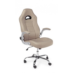 [S-B5710243] Poltrona da ufficio rivestita in pelle Boneville Beige - Dimensioni: 52x66x114/121 cm