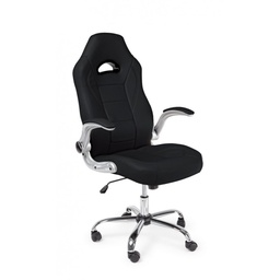 [S-B0710643] Poltrona da ufficio rivestita in pelle Boneville Nero - Dimensioni: 52x66x114/121 cm