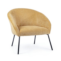 [S-B0735244] Poltrona giallo in velluto design - Misure: 80x76x75 cm