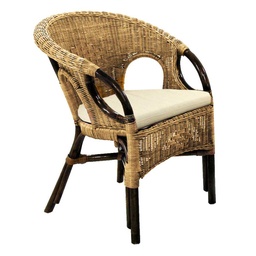 [S-V26086401NN] Poltrona da giardino Lucrezia 60x60x82/47 cm noce con cuscino