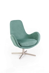 [S-RE/036/AM] Poltrona girevole in tessuto e metallo, 72x64x85 cm, con rivestimento in acquamarina
