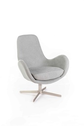 [S-RE/036/GC] Poltrona girevole in tessuto grigio chiaro, 64x72x42 cm, con struttura in metallo