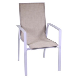 [S-V6457010000] Poltrona in alluminio e textline Cleveland bianco opaco - Dimensioni: 56,5x65x93 cm