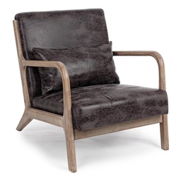 [S-B0743670] Poltrona in similpelle con cuscino stile vintage - 66x85x74 cm