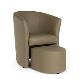[S-B0743342] Poltrona in similpelle con pouf estraibile Tortora RITA 64,5x 59,5x h78 cm
