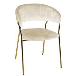 [S-V2808530000] Poltrona in velluto crema con braccioli - Misure: 57x52x78 cm