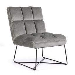 [S-B0735226] Poltrona Lizzie in Velluto Grigio con Gambe in Metallo - Misure 61x82x87 cm