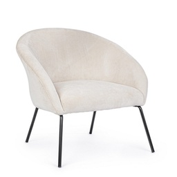 [S-B0735243] Poltrona in metallo e velluto bianco Aiko Velvet 80 x 76 x 75 cm