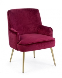 [S-B0743444] Poltrona moderna velluto bordeaux Clelia