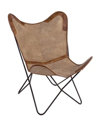 [S-B0746084] Poltrona in pelle beige Eaton - Dimensioni: 75x87x86 cm