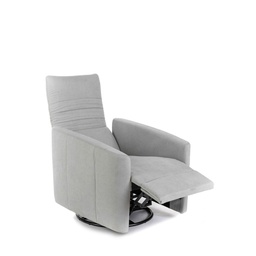 [S-RE/210/GC] Poltrona reclinabile manuale in tessuto, 85-140cm x 70cm x 69-96cm, con struttura in legno massello e meccanismo in metallo, rivestimento grigio chiaro