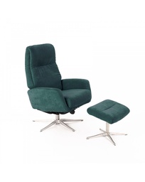 [S-RE/212/BP] Poltrona relax reclinabile in velluto Danny, con struttura in metallo, colore verde petrolio e gambe grigio cromo, 61x76x90cm