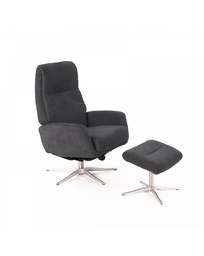 [S-RE/212/GS] Poltrona relax reclinabile in velluto Danny, con struttura in metallo, colore grigio scuro e gambe grigio cromo, 61x76x90cm