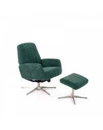 [S-RE/213/BP] Poltrona relax reclinabile in velluto Danny, blu petrolio con gambe grigio cromo, 61x76x74cm