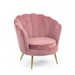 [S-B0743684] Poltrona retro in velluto rosa pavone cm 80 x 76 x 84 h