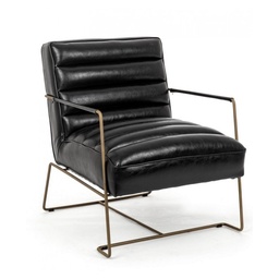 [S-B0746125] Poltrona struttura in acciaio verniciato e seduta rivestita in similpelle nero 62,5x74x80-45-56h cm