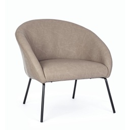 [S-B0735246] Poltrona in velluto stile design, colore tortora, misure 80x76x75 cm