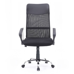 [S-FZ100384] Poltrona ufficio Reverso2 con rivestimento in ecopelle e schienale in rete nero  64x66x100 cm