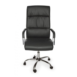 [S-B5710221] Poltrona ufficio con braccioli Queensland in ecopelle grigio scuro - Dimensioni: 50x62x114/124 cm