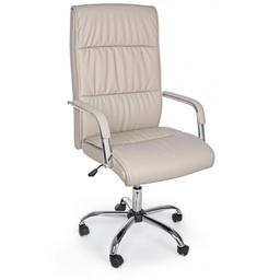 [S-B5710222] Poltrona ufficio con braccioli in ecopelle tortora - Misure: 50x62x114/124 cm