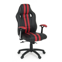 [S-B0710223] Poltrona ufficio con braccioli Spider rosso in similpelle - 63x64,5x111/121 cm