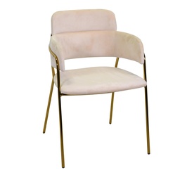 [S-V2807270000] Poltrona design in velluto e metallo oro, colore crema, dimensioni 52 x 52 cm