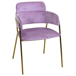 [S-V2807250000] Poltrona design in velluto e metallo oro viola, dimensioni 52x52 cm