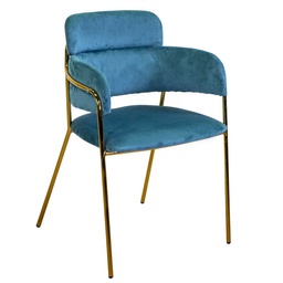 [S-V2809080000] Poltrona in velluto blu ottanio, dimensioni 52x52x79 cm