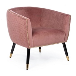 [S-B0748208] Poltroncina imbottita in velluto rosa antico - Misure: 74x71x71 cm