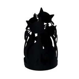 [S-V5926320000] Portabicchiere in metallo con gatti nero, dimensioni 8x8x20 cm