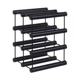 [S-B0183462] Portabottiglie nero in acciaio per 8 bottiglie 21h cm