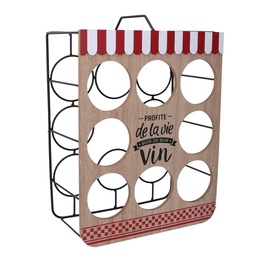 [S-V5960870000] Portabottiglie in legno per 8 bottiglie, stile bistrot, dimensioni 30x16x41 cm