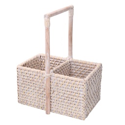 [S-V1726160000] Portabottiglie Rattan Algarve 2 Posti Bianco Rettangolare 24,5x14,5h13/31 cm