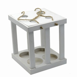 [S-V50226700BI] Portabottiglie in legno bianco - 22,2x22,3x25,5 cm