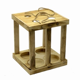 [S-V50226700RU] Portabottiglie Vino Legno Rustico 22,2x22,3x25,5 cm