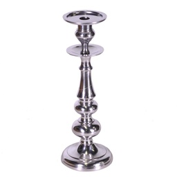 [S-V70143900AG] Portacandele in alluminio argento, 1 pezzo, 13 cm di larghezza x 13 cm di profondità x 37 cm di altezza