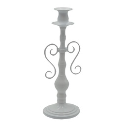 [S-V7018620000] Portacandele candelabro metallo bianco 1 posto 12x11x30,5 cm