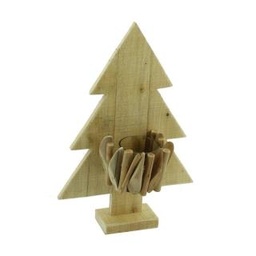 [S-V6082530000] Portacandele albero in legno 1p cm25x7,5h38