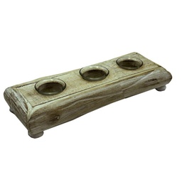 [S-V3716320000] Portacandele in legno sbiancato 3 pezzi 35x12x7 cm