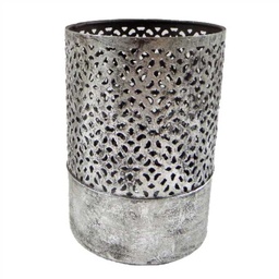 [S-V6196730000] Portacandele in metallo argento 9x12 cm