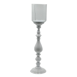 [S-V7020010000] Portacandele Metallo Bianco 1P cmø13h59