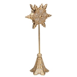 [S-V6130510000] Portacandele Oro Fiocco di Neve - 15x12x39 cm