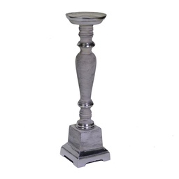 [S-V6075300000] Portacandele sbiancato quadro in metallo 1 pezzo 11x11x44 cm