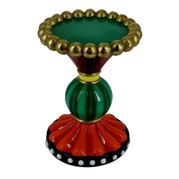 [S-V6194320000] Portacandele in resina verde e rosso, dimensioni ø14,7x19,7 cm