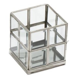 [S-V7007290000] Portacandele Argento 10x10x12 cm con 16 Vetri
