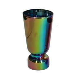 [S-V6125130000] Portacandele in vetro iridescente tondo 7,5x15,5 cm
