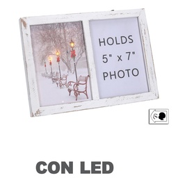 [S-V6141250000] Cornice foto rettangolare in legno bianco cm27x20x3