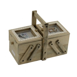 [S-V5920140000] Portalavoro in legno con 2 cassetti, dimensioni 27x14x19 cm