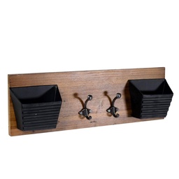 [S-V5917780000] Portalettere in legno a 2 posti con appendino, dimensioni 60x9,5x20 cm