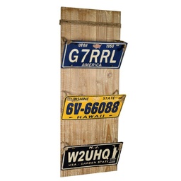 [S-V5917600000] Portalettere in legno con targa e 3 cassetti - 30x81x13 cm